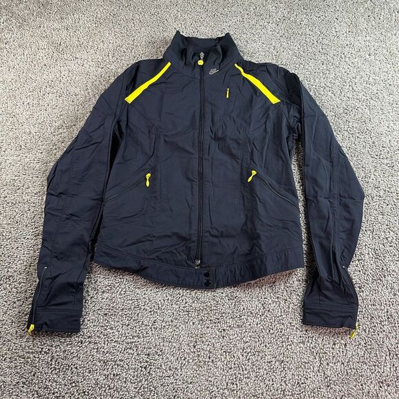 VINTAGE Nike Livestrong Jacket Womens Medium Black Yellow Windbreaker Full Zip - Picture 1 of 12